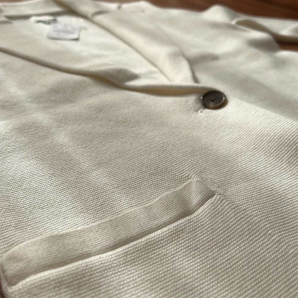 J. Crew 100% Cotton Schoolboy Sweater Blazer Ivory (Off-White) Petite XSP NWT - Picture 5 of 10